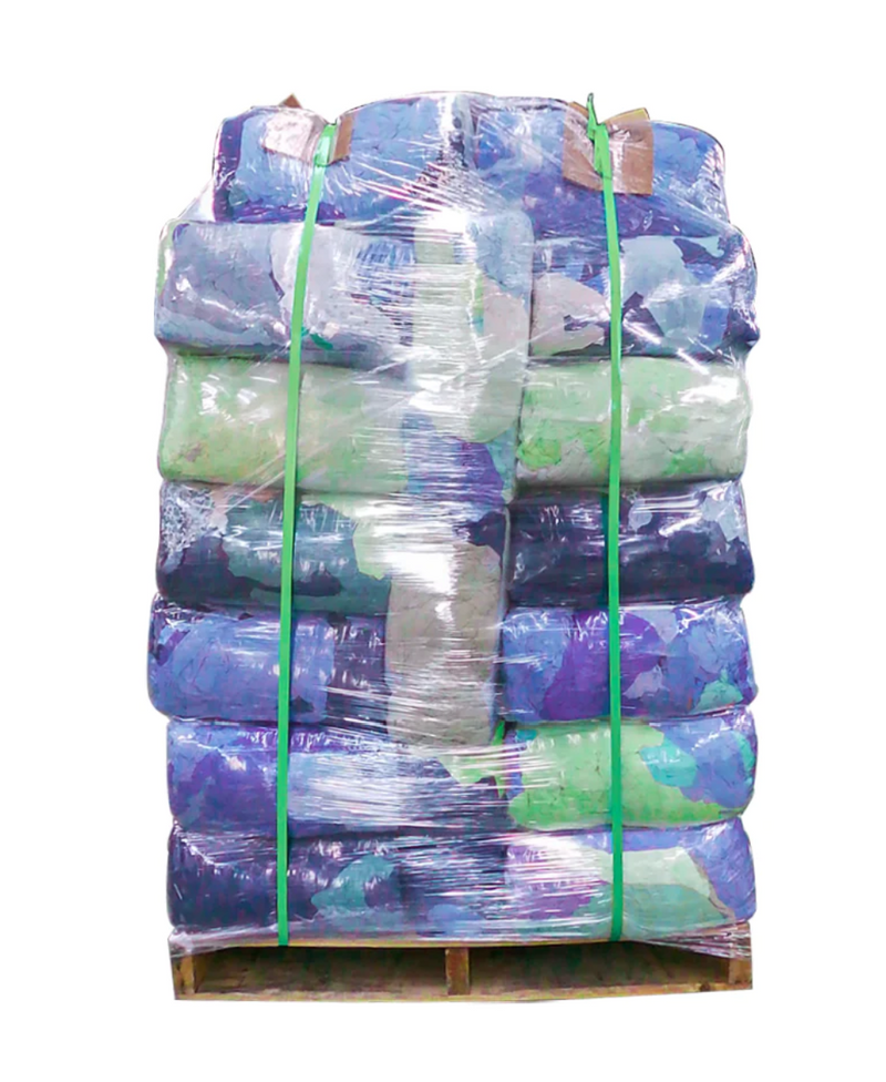 Recycled Material Coloured T-Shirt Wiping Rags 25lbs (66 Bags)