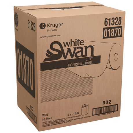 01870 White Swan - Rouleaux d'essuie-tout professionnels (24 x 80f)
