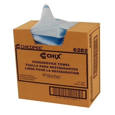 Serviette de service alimentaire Chix® 6282 Giant Microban 24"x 24"Bleu (50/boîte)