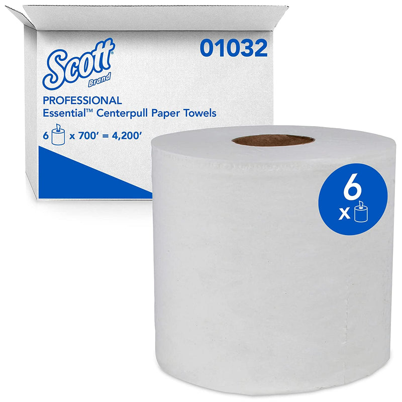 01032 Essuie-mains Scott® Essential™ Roll Control Center Pull - Blanc 700' (6/cs)
