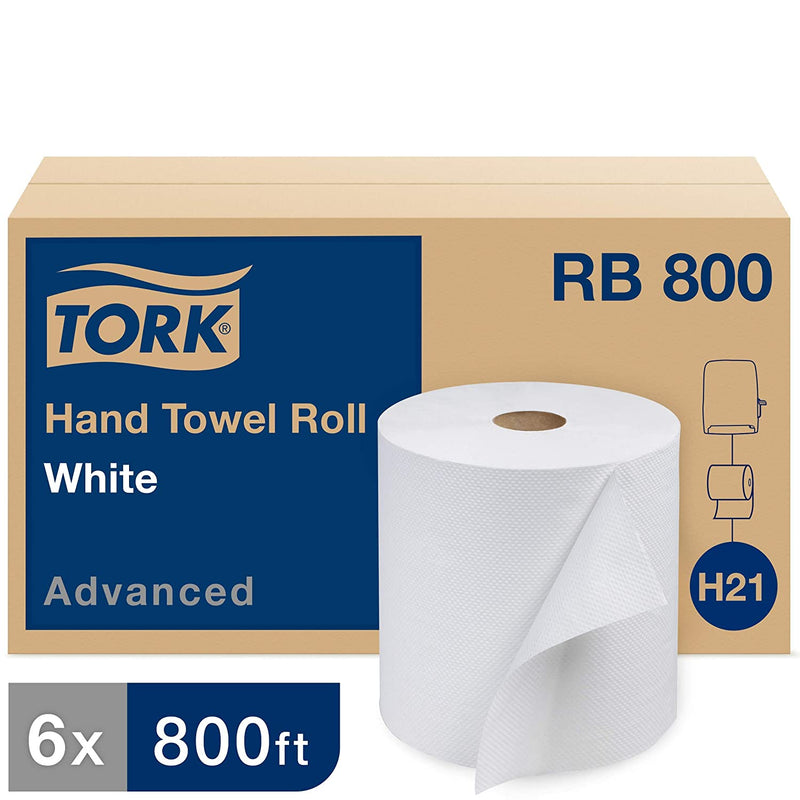 Rouleaux d'essuie-mains avancés RB 800 H21 - Blanc 1 pli 800' (6/cs)