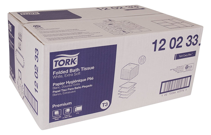 (DISC) Tork Premium 120233 - Folded Bathroom Tissue 1-Ply (12 x 620 Sheets)