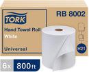 RB 8002 H21 Rouleaux d'essuie-mains universels - Blanc 1 épaisseur 800' (6/cs)