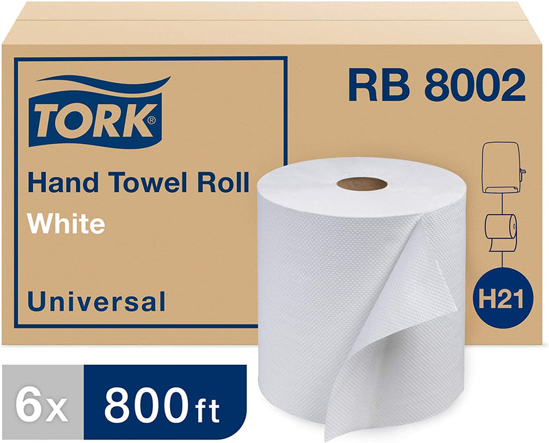 RB 8002 H21 Universal Hand Towel Rolls - White 1-Ply 800' (6/cs)