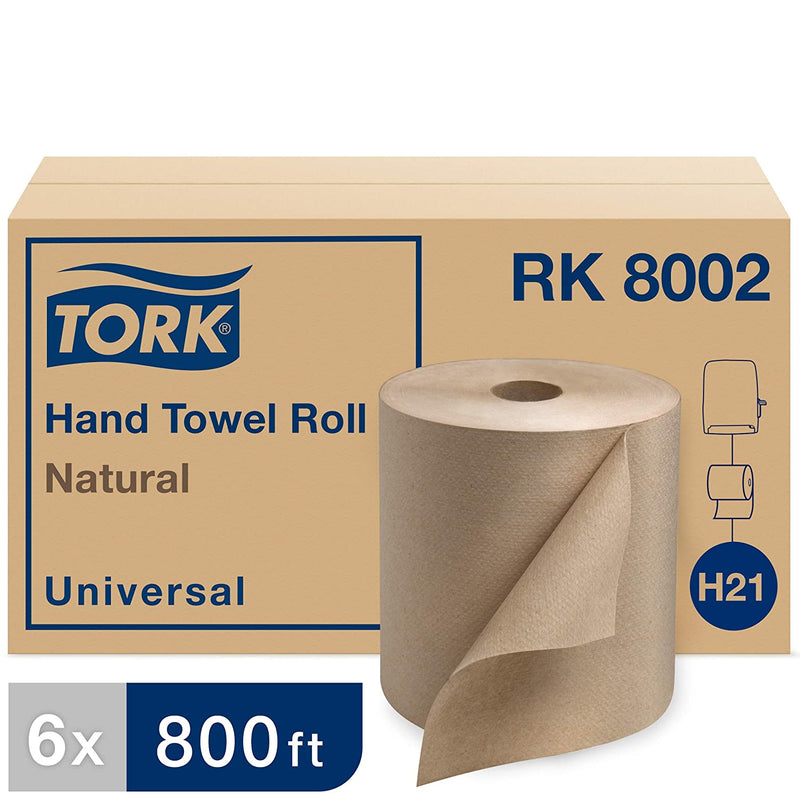 RK 8002 H21 Green Seal® Universal Paper Towel Rolls - Kraft 1-Ply 800' (6/cs)