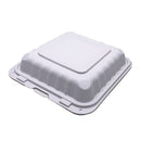 Conteneur à couvercle à charnière à 3 compartiments en PP et minéraux - Blanc 9,1"x 8,8"x 3"(150/cs)