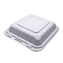 Conteneur à couvercle à charnière à 3 compartiments en PP et minéraux - Blanc 8"x 8"x 3"(150/cs)