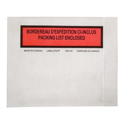 Clear Packing List Envelopes - Bilingual 4.5" x 5.5"  (1000/cs)