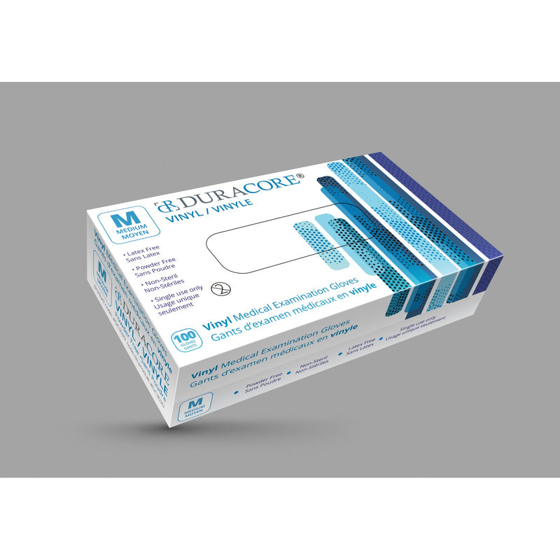 Gants d'examen médical en vinyle transparents, non poudrés - Moyen (100/boîte)