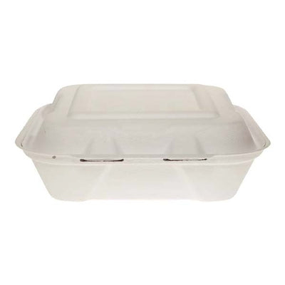 Harvest® Fiber Compostable Hinged Pulp Container 8" x 8.1" x 2.1" (200/cs)