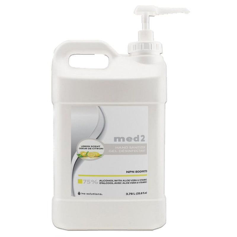 MED 2 Hand Sanitizer Gel 75% Alcohol with Vitamin E with Pump - Lemon 3.78L