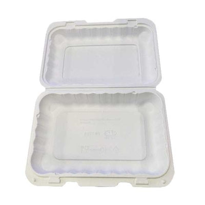 Hinged-Lid PP & Mineral Container - White 9.25" x 6.5" x 2.25" (150/cs)