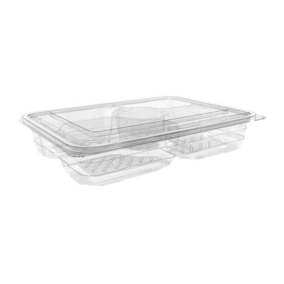 R-950S Repost Clear Hinged RPET 5 Compartment with Flat Lid 12.1" x 9" x 2.33" (150/cs)