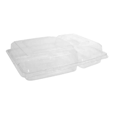 R-220D Repost Clear Hinged RPET 2 Compartiment Container 9"x 7"x 2.40"17-9OZ (250/cs)