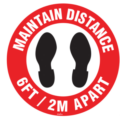 "Maintain Distance" Floor Sign - English