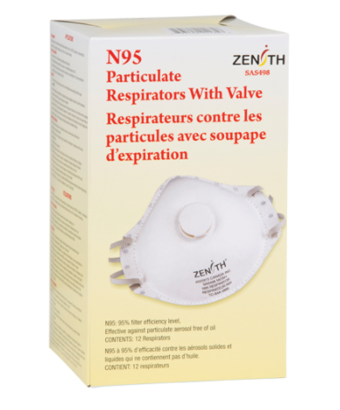 Respirateur N95 avec valve (paquet de 12)