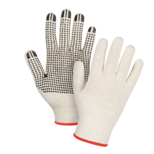 Dotted Poly/Cotton Gloves Single Sided 7 Gauge - Small