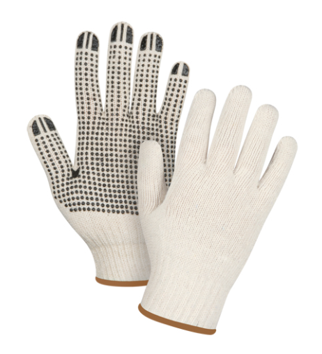 Dotted Gloves Poly/Cotton Single Sided CFIA Accepted 7 Gauge - Large (3-Pack)