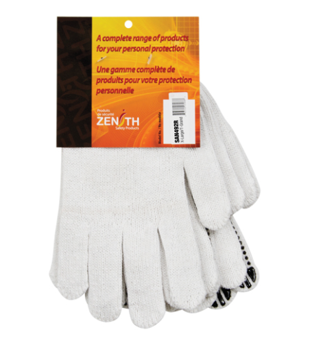 Dotted Poly/Cotton Gloves Single Sided CFIA Accepted 7 Gauge- X-Large (3-Pack)