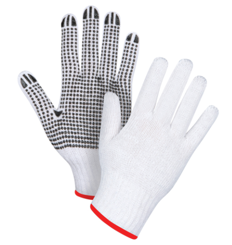 Dotted Poly/Cotton Gloves Single Sided CFIA Accepted - Medium (3-Pack)