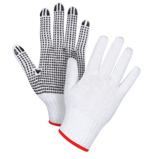 Dotted Poly/Cotton Gloves Single Sided CFIA Accepted 7 Gauge - Small (3-Pack)