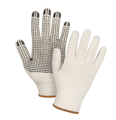 Dotted Poly/Cotton Gloves Single Sided 7 Gauge - Large