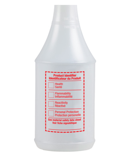 Round Plastic Bottle with WHMIS Label (24oz)