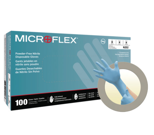 N202 MICROFLEX N20 Nitrile Gloves Powder-Free 4.7-Mil - Medium (100/box)