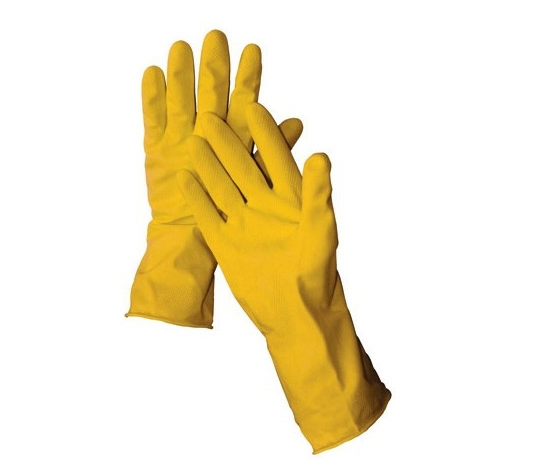 General Purpose Yellow Latex Flock Lined Gloves 16-Mil - Medium