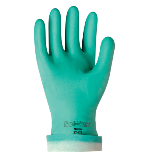 Solvex® 37-175 Chemical Resistant Flock Lined Nitrile Gloves 15-Mil 13" - X-Small