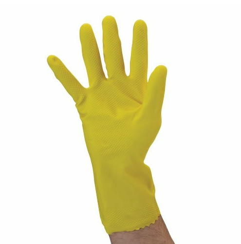 Gants ménagers en latex jaunes 18 mil - petits (paquet de 12)