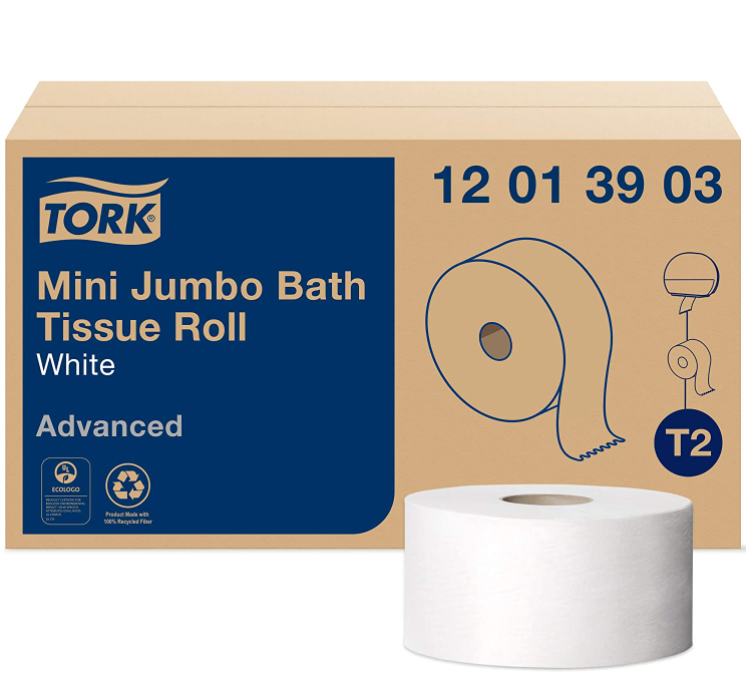 12 01 39 03 Advanced T2 - Mini Jumbo Bathroom Tissue Roll 1200' (12/cs)