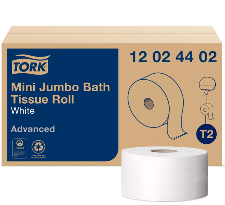 12 02 15 02 Advanced T2 - Mini Jumbo Bathroom Tissue Roll 1600' (6/cs)