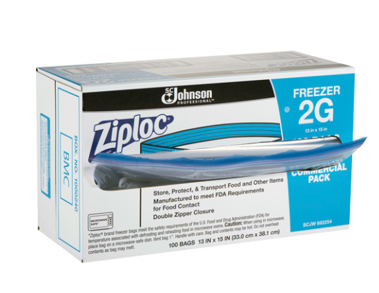 Ziploc® Freezer 2-Gallon Bag (100/box)