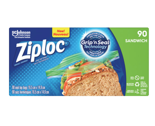 Sac à sandwich Ziploc® (12 x 90ct/caisse)
