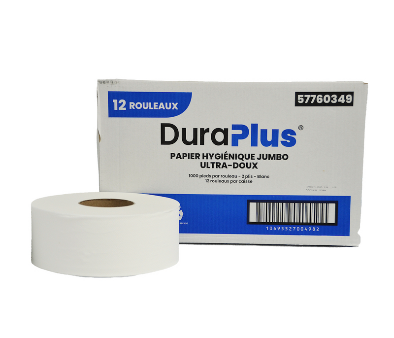 Rouleaux de papier hygiénique jumbo ultra-doux 2 épaisseurs blanc 1000' (12/cs)