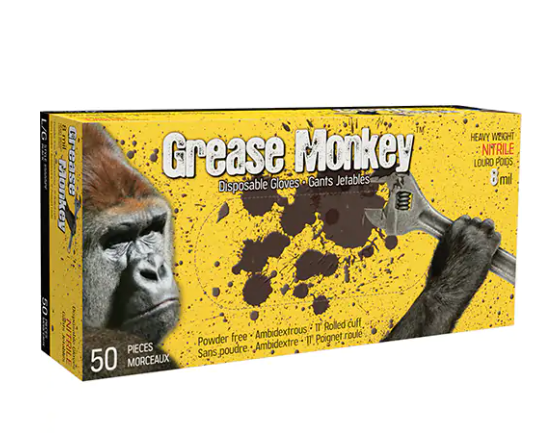 Gants en nitrile Grease Monkey® Noir sans poudre - Grand (50/boîte)