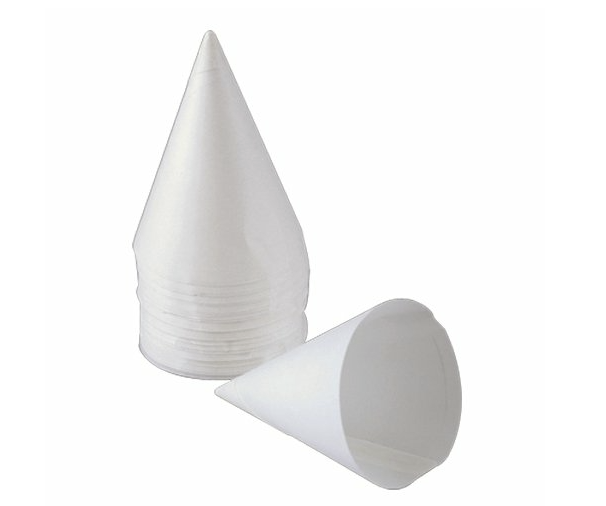 W4FC Rolled Rim Compostable Paper Cone Cups Baged Sleeve 4oz (5000/cs)