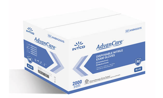Advancare ANBM10016 Disposable Blue Nitrile Exam Gloves - Large (100/box)
