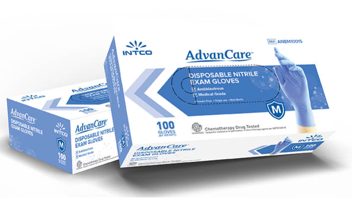 Advancare ANBM10015 Disposable Blue Nitrile Exam Gloves - Medium (100/box)
