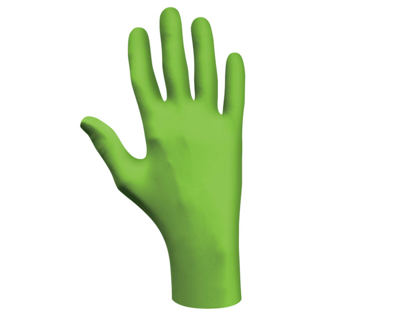 7705PFTS N-Dex® Accelerant-Free Green Nitrile Gloves Powder-free 4-Mil - Small (100/box)