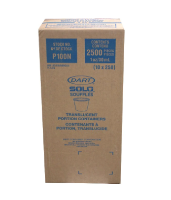 Solo® P100N Contenant de portion en plastique pour soufflés 1 oz (2500/cs)