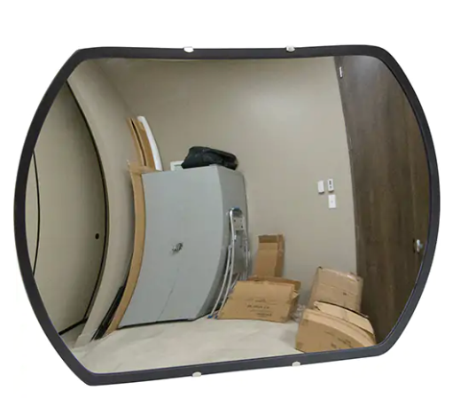 Miroir Convexe Rondtangulaire Galvanisé avec Support - Noir 24"x 36"