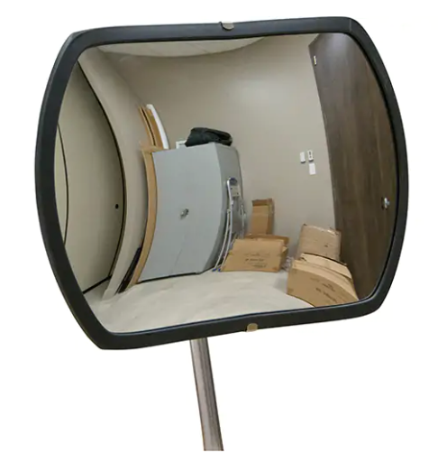 Miroir Convexe Rondtangulaire Galvanisé avec Bras Télescopique - Noir 12"x 18"
