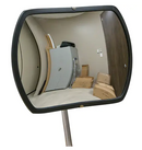 Galvanized Roundtangular Convex Mirror with Telescopic Arm - Black 20" x 30"