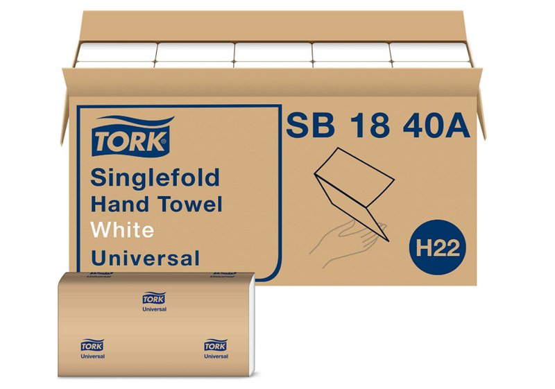 SB1840A Universal 2-Panel Single Fold Hand Towels - White (4000/cs)