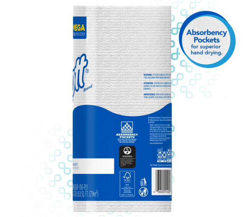 41482 Scott® Paper Towel Mega Rolls  - White 1-Ply 128s (20/cs)