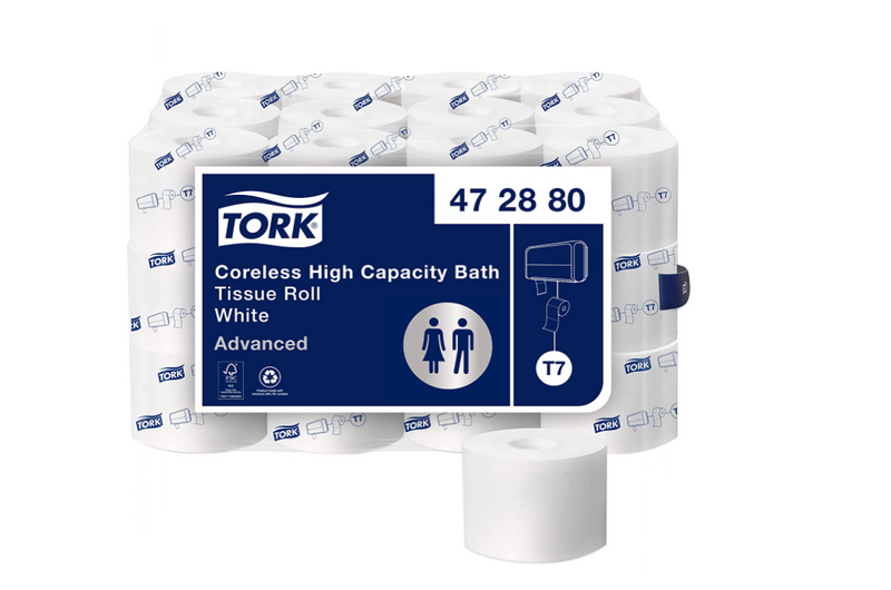 47 28 80 T7 Coreless High-Capacity Toilet Paper Rolls 1000' (36/cs)