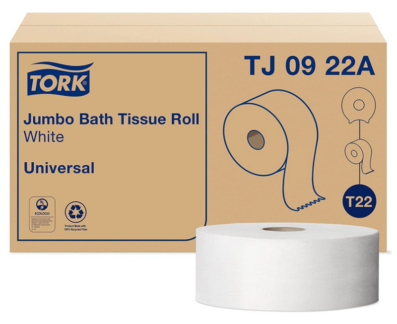 TJ 09 22A Universal T22 - Jumbo Bathroom Tissue Roll 1000' (12/cs)