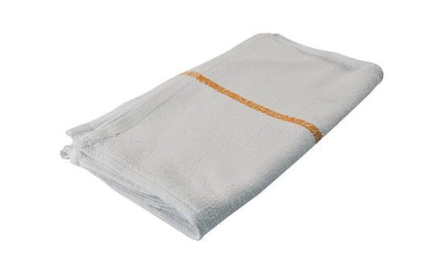 White Terry Towels with Yellow Stripe 16" x 19" (8lbs)